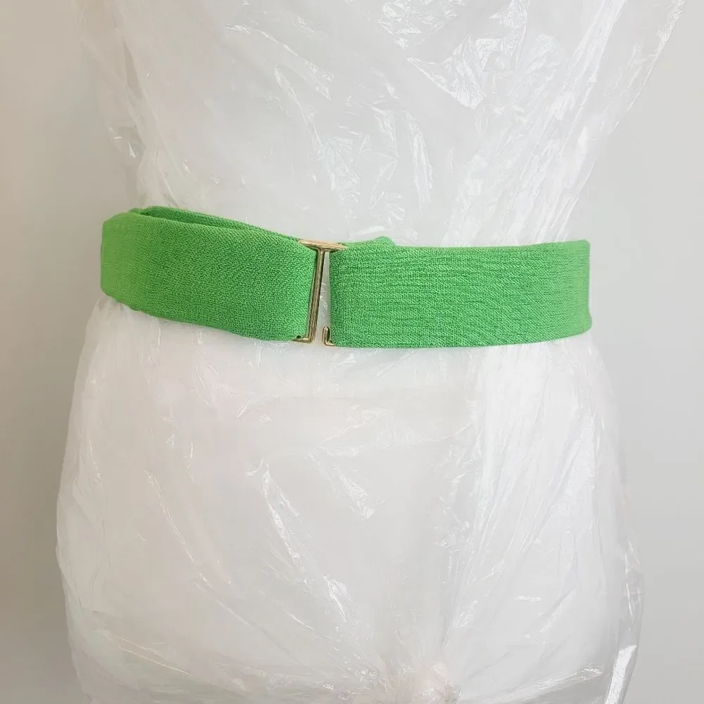 Vintage 80s Style Green Blue Braided Fabric Adjustable Belt 37